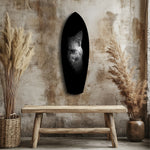 White Cat Half Face Black Background Glass Wall Art.