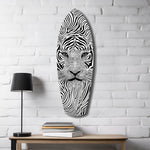 Optical Lion Black White Lines Glass Wall Art.