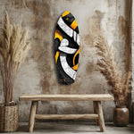 Cubist Abstract Yellow Black Sketch Glass Wall Art.