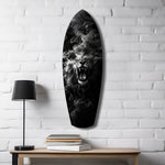 Roaring Lion Smoke Monochrome Glass Wall Art.