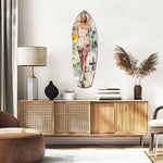 Blonde Bombshell in Vintage Swim Suit Glass Wall Art