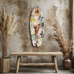 Blonde Bombshell in Vintage Swim Suit Glass Wall Art