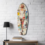 Blonde Bombshell in Vintage Swim Suit Glass Wall Art