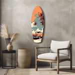 Sunset Ride 60s Vibes Glass Wall Art