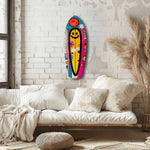 Smiley Surfing Glass Wall Art