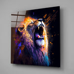 Roaring Lion Glass Wall Art || Designers Collection