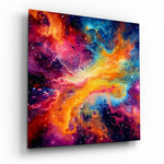 Vierkant Glasschilderij Rainbow Nebula Cosmos Glasschilderij