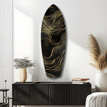 Golden Waves Glass Wall Art