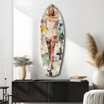 Blonde Bombshell in Vintage Swim Suit Glass Wall Art