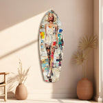 Blonde Bombshell in Vintage Swim Suit Glass Wall Art