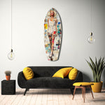 Blonde Bombshell in Vintage Swim Suit Glass Wall Art