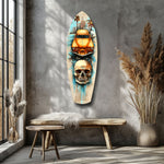 Retro Rides Rebel Skulls Glass Wall Art