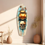 Retro Rides Rebel Skulls Glass Wall Art