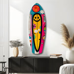 Smiley Surfing Glass Wall Art