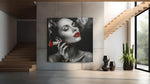 Vrouw met rook – Vierkante Canvas Wandkunst