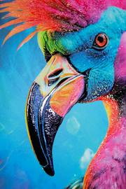 Eclectic Flamingo – 3D Relief Painting with Neon Colors