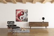 Yin en Yang – Vierkante Canvas Wanddecoratie – Canvas Wandkunst in Vierkante Uitvoering