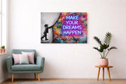 Graffiti Gordijn Canvas Schilderij