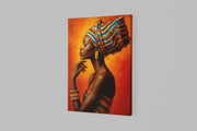 Elegante Vrouw in Oranje Canvas Schilderij