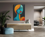 Vrouw Gezicht Abstract Schilderij
