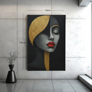 Abstracte Vrouw Canvas Schilderij  Zwart Goud