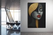 Abstracte Vrouw Canvas Schilderij  Zwart Goud