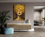 Bloemenhoofd Vrouw Canvas Schilderij