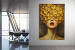 Bloemenhoofd Vrouw Canvas Schilderij
