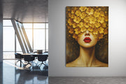 Bloemenhoofd Vrouw Canvas Schilderij