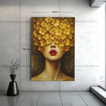Bloemenhoofd Vrouw Canvas Schilderij