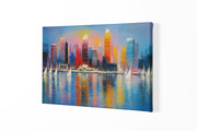 Kleurrijke Stad op Canvas Schilderij