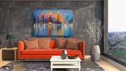 Kleurrijke Stad op Canvas Schilderij