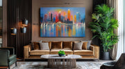 Kleurrijke Stad op Canvas Schilderij