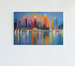 Kleurrijke Stad op Canvas Schilderij