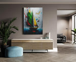 Abstract Zeilboot Canvas Schilderij