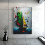 Abstract Zeilboot Canvas Schilderij
