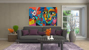 Gezichten in Kleur Canvas Schilderij