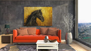 Paard met Gouden Kunst Canvas Schilderij