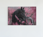 Paard en Roze Canvas Schilderij
