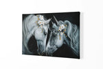 Witte Paarden met Bloem Canvas Schilderij