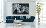 Witte Paarden met Bloem Canvas Schilderij