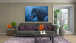 Paard en Blauw Canvas Schilderij