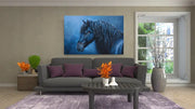 Paard en Blauw Canvas Schilderij