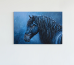 Paard en Blauw Canvas Schilderij