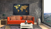 Wereldkaart Goud Canvas Schilderij