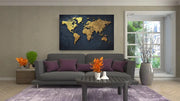 Wereldkaart Goud Canvas Schilderij