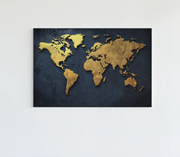 Wereldkaart Goud Canvas Schilderij