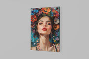 Vrouw kunst bloemen Canvas Schilderij