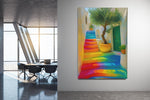 Regenboogtrap Canvas Schilderij