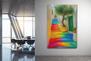 Regenboogtrap Canvas Schilderij
